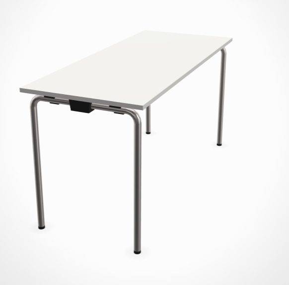 Tube Basic Round Foldebord - Flere størrelser og farver! L:80 x B:80 cm Hvid HPL Laminat Krom.