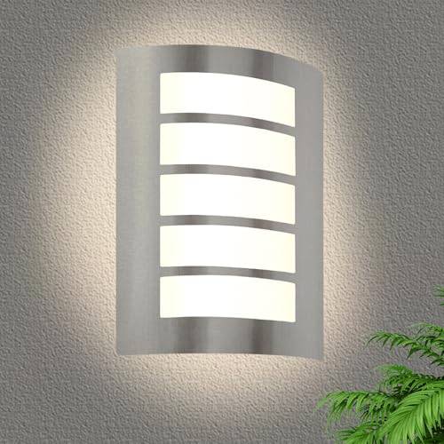 HiBay Außenlampe E27 Wandlampe IP44 Eckig Wandleuchte Gebürstet Edelstahl ABS Außenwandleuchten für Hauswand Balkon (Ohen Glühbirnen)