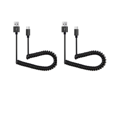 USB-C til USB Spiral Kabel 30cm-90cm - 2 stk