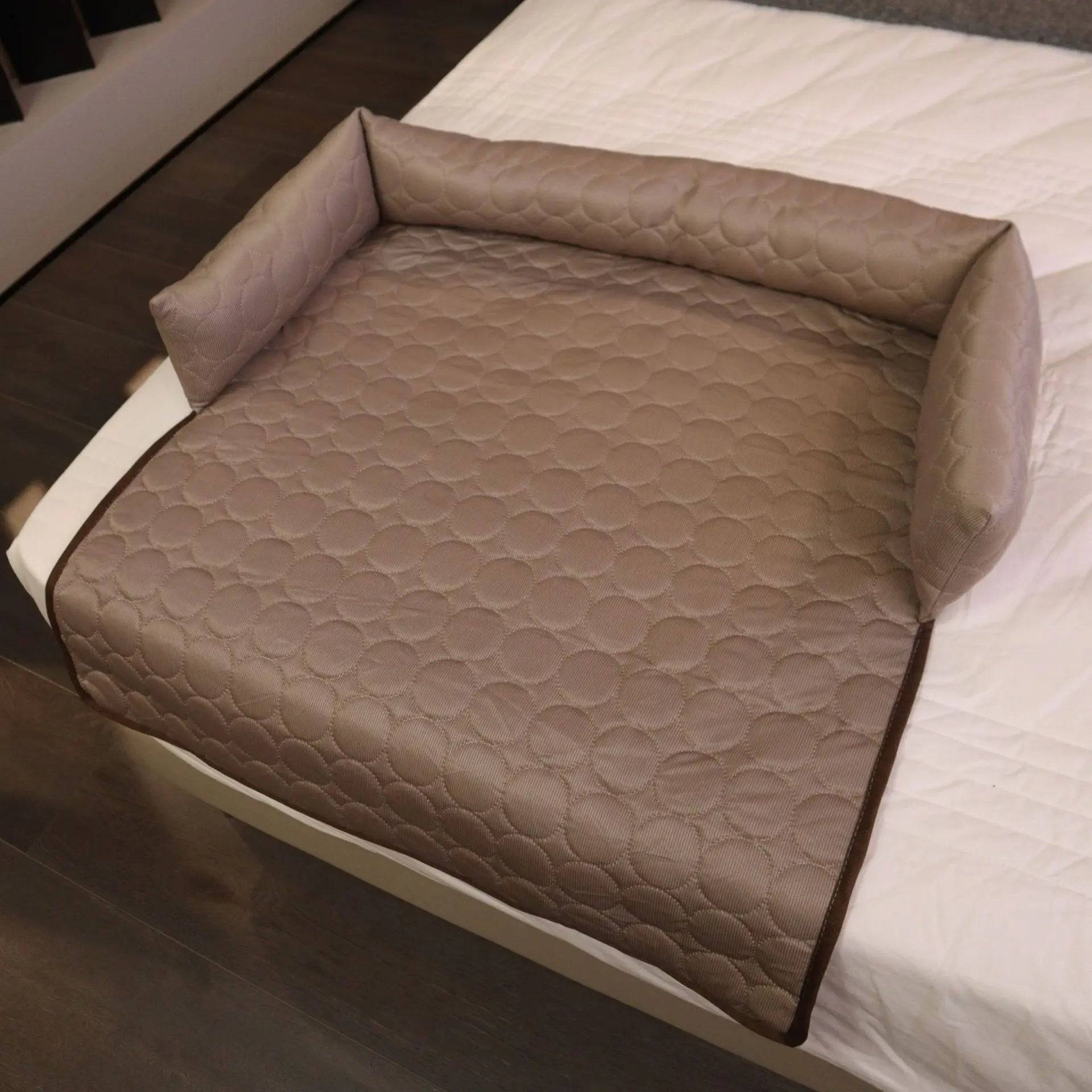 Premium Ice Silk Cooling Mat with Integrated Pillow — Large Breathable Pet Pad in 3 Colours & 2 Sizes - Coffee / 90 90cm (90 90cm)