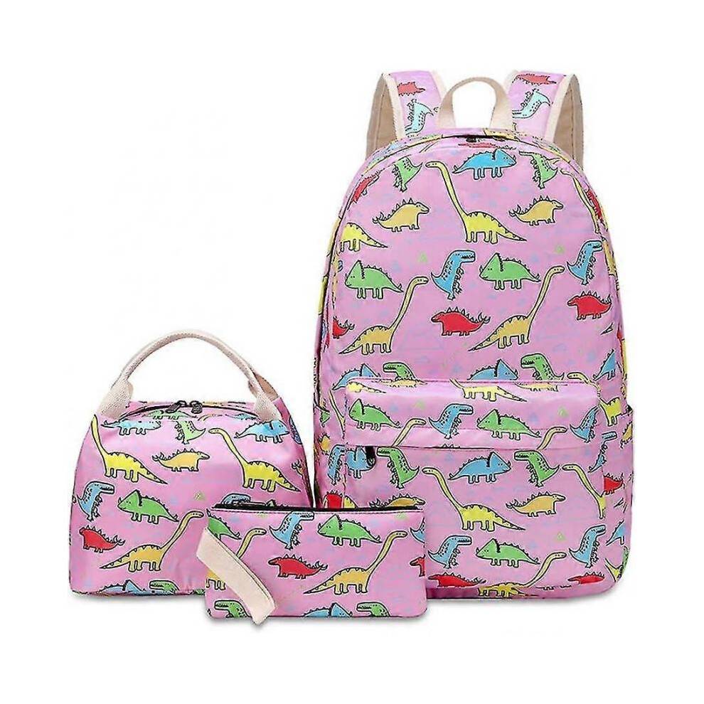 Cartoon Dinosaur Prints Elementary School Bags 3 In 1 Backpack Set with Lunch Tote Bag Pencil Case Primary Bookbags Pick