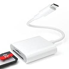 USB C SD-kortläsare för iPhone 15, 104 MB/s USB C 3.0 SD kortläsare 2 TB kapacitet, 2 i 1 mikro SD till typ C adapter kamera minneskortläsare dubbel plats för SDHC SDXC TF UHS-I-kort för Mac/bärbar