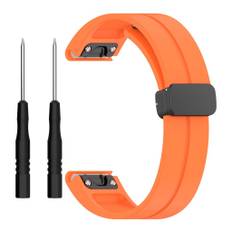 Garmin Fenix 7X/6X/6X Pro etc. Klockarmband i silikon med magnetlås - Orange