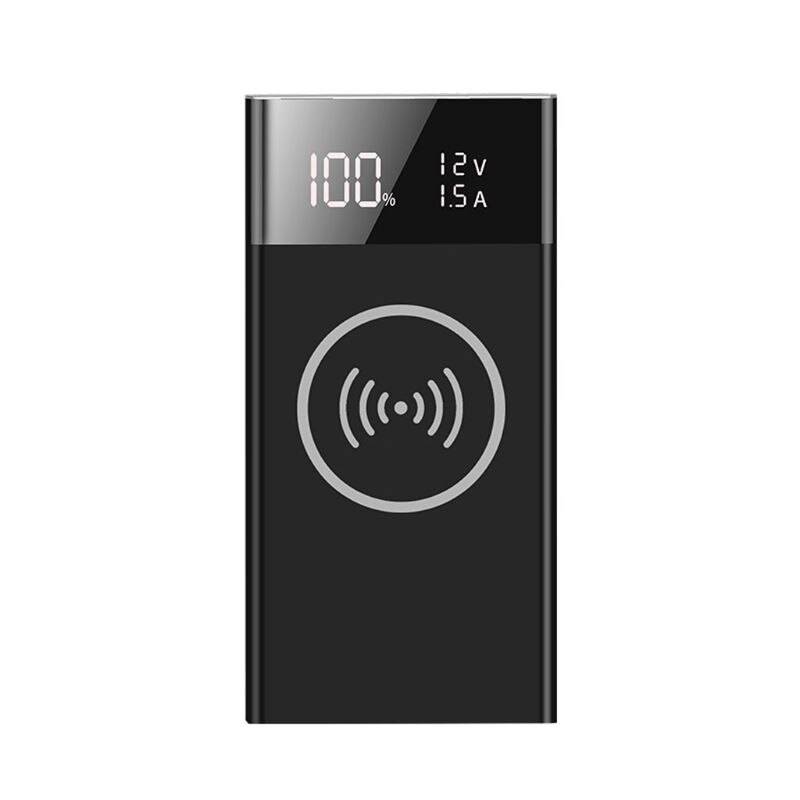 6x 18650 batteri diy qi trådlös laddare qc3.0 usb typ c pd power bank box case - Svart