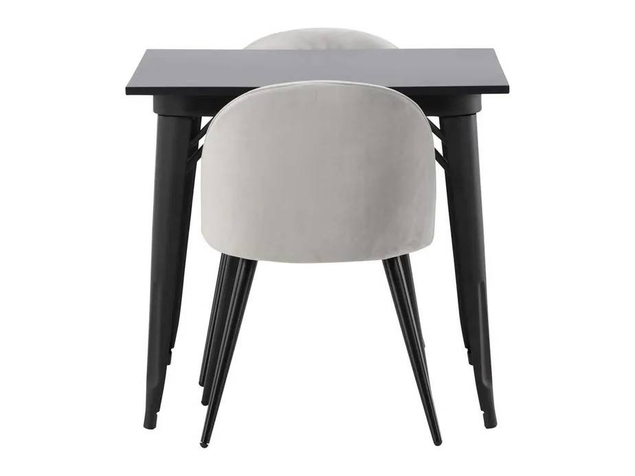 Venture Design Tempe & Velvet spisegruppe Grå/sort 2 stole og borde 80 x 80 cm