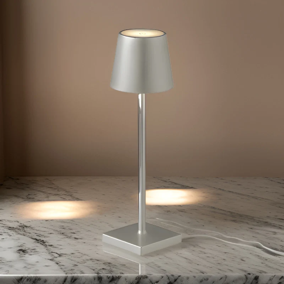 NordicAura - Modern Trådlös Uppladdningsbar Bordslampa - Grå