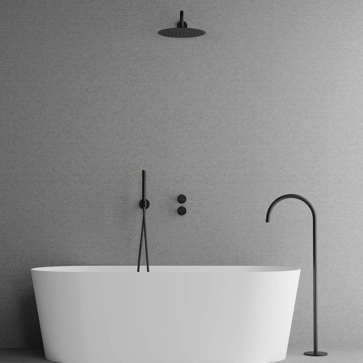 Takduschset Scandtap Steel Harmonized Bliss 3 med Badkarsblandare för Inbyggnad Black
