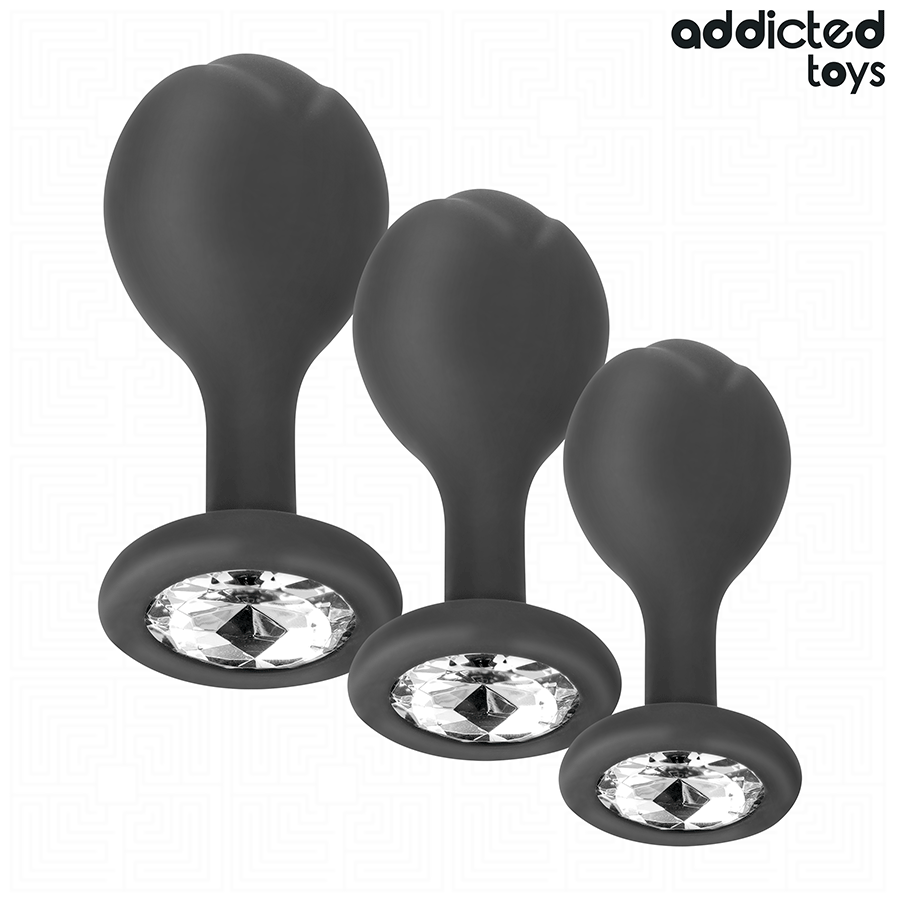 Analplugg-set med 3 stycken – silikon med juvel