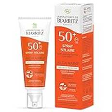 Biarritz Laboratoires - Solkräm Spray - SPF50+ - ALGA MARIS® certifierad ekologisk - ansikte och kropp - baby, barn och vuxen - flytande och lätt textur - 100 ml - tillverkad i Frankrike