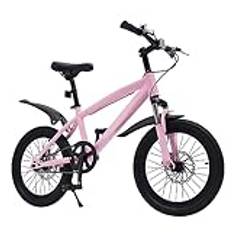 unkonwcy Barncykel flickor mountainbike barn cykel utomhus barncyklar rosa cykel med stödhjul skyddsplåt kedjeskydd korg pojkcykel barncykel säker körning MTB 18 tum