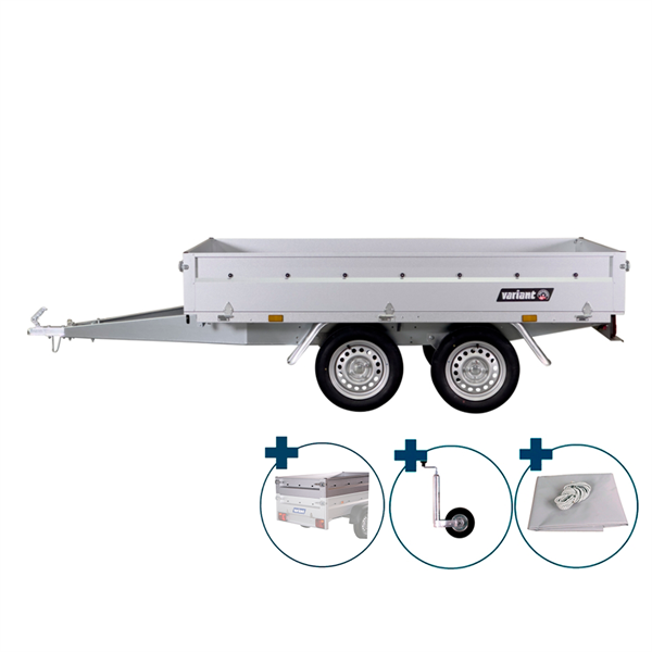 Variant 756 A ladtrailer - 750 kg | Inkl. ekstrasider, presenning, næsehjul og montering