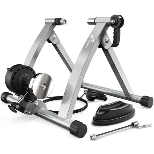 Sportneer Turbo Trainer – Magnetisk stationär cykeltränare för 66–71,1 cm och 700 C hjul – justerbar cykelhållare med 6 motståndsnivåer för inomhuscykling med spak