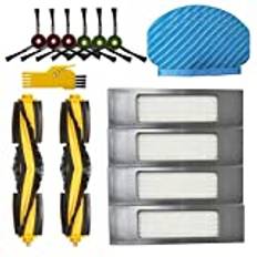 aotengou Reservdelar för ECOVACS DEEBOT OZMO 920 950 N8 Yeedi 2 hybridrobotdammsugare tillbehörssats 15 förpackningar 2 huvudborstar, 4 Hepa-filter, 6 sidoborstar och 3 torkdukar