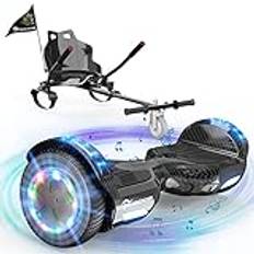 EVERCROSS 6,5" Hoverboards med Säte, Självbalanserande Skoter med Bluetooth & LED, Hover Board med Hoverkart med 4Ah Batteri för Barn, Tonåringar, Vuxna