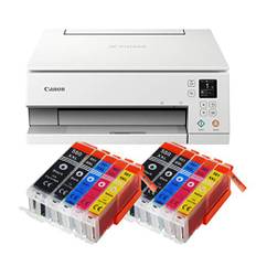 IC-Office TS6351a Farbtintenstrahl-Multifunktionsgerät All-in-One 3-in-1 (Drucker, Scanner, Kopierer, USB, WLAN, Apple AirPrint) Weiß + 10 XXL Tintenpatronen