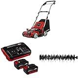 Einhell Akku-Vertikutierer-Lüfter GE-SA 36/35 Li Power X-Change (36 V, Brushless, 35cm Messerwalze, 28L Fangsack, einstellbare Arbeitstiefe, inkl. 2x 4,0 Ah Akku,Twincharger und Ersatzlüfterwalze)