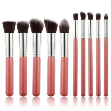 PRO Makeupborstar 10-pack, Rosa / silver