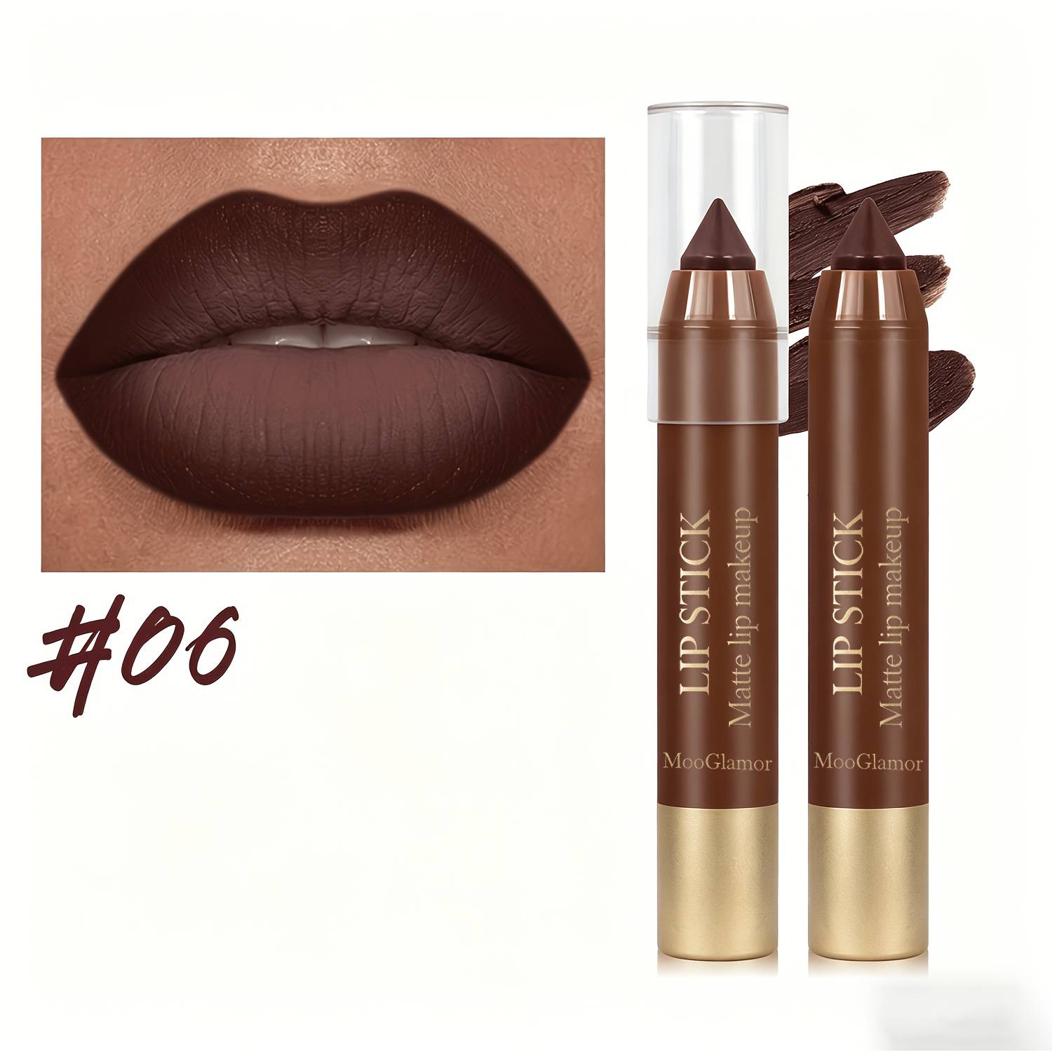 6-color Chocolate Soft Matte Lipstick, One-stroke Gradient Smudge Lip Liner, Rich And Dense Texture, Long-lasting And Vibrant