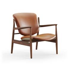 House of Finn Juhl - France Chair, Walnut, Leather Group 2, Nevada NV2488S Cognac - Lænestole - Finn Juhl - Brun,Træ farvet - Læder/Træ