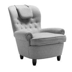 Fåtölj Jättepaddan - tyg Hanna warm grey/mörkbrunbetsad ek