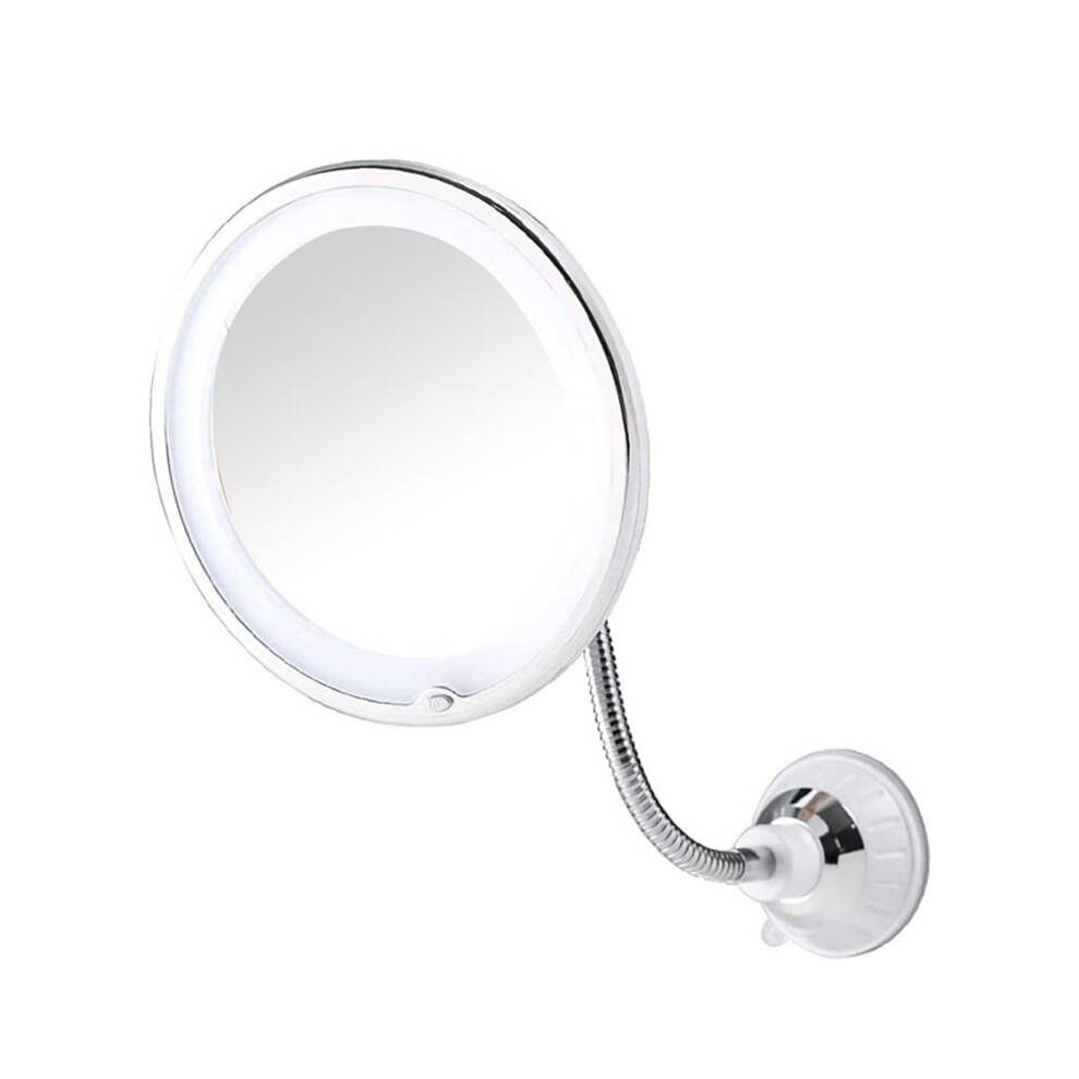 Suction Cup Folding Mirror 360 Degree Rotation LED 10X with Strong Suction Cup Portable Cordless Travel Home Mirror