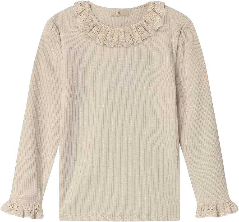 Fliink Kenna LS Lace Blouse Stl. 5Y/110 unisex - Blusar Från Magasin - Sandshell (5Y/110)