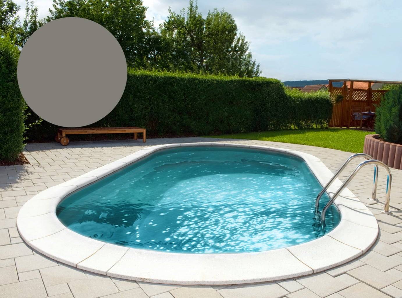 Poolliner Rektangulär 800 x 400 x 150 cm - Grå, Tjocklek 0,8 mm / med kilkant P3 med hörnprofil