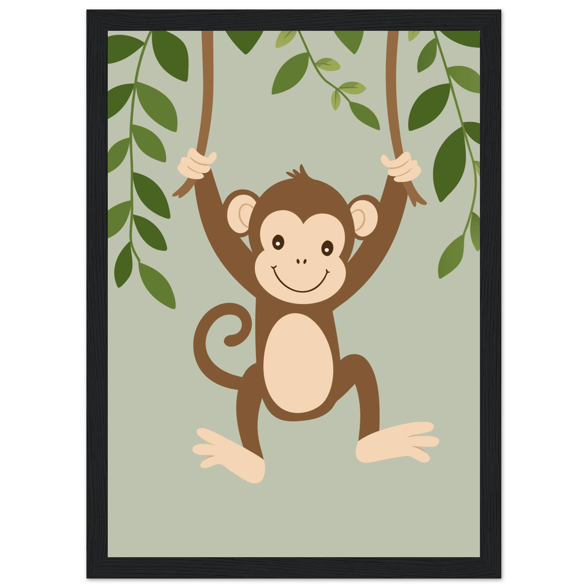 Apa i lian poster-21x29.7 cm / 8x12" / Med ram / Svart