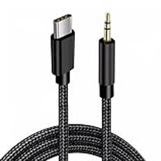 Sooiiyu AUX USB C till Jack 3,5 kabel, flätad nylon typ C till 3,5 mm stereobilhörlursadapter, kompatibel med iPhone 15 Pro MAX, Galaxy S24 S23 Ultra, Huawei P40, iPad Pro-1 meter