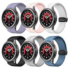 SUNDAREE Armband kompatibelt med Samsung Galaxy Watch 6 4 Classic 42 mm 46 mm 43 mm 47 mm/Galaxy Watch 6 5 4 40 mm 44 mm/Galaxy Watch 5 Pro 45 mm, 6 stycken kvinnor män silikon sport