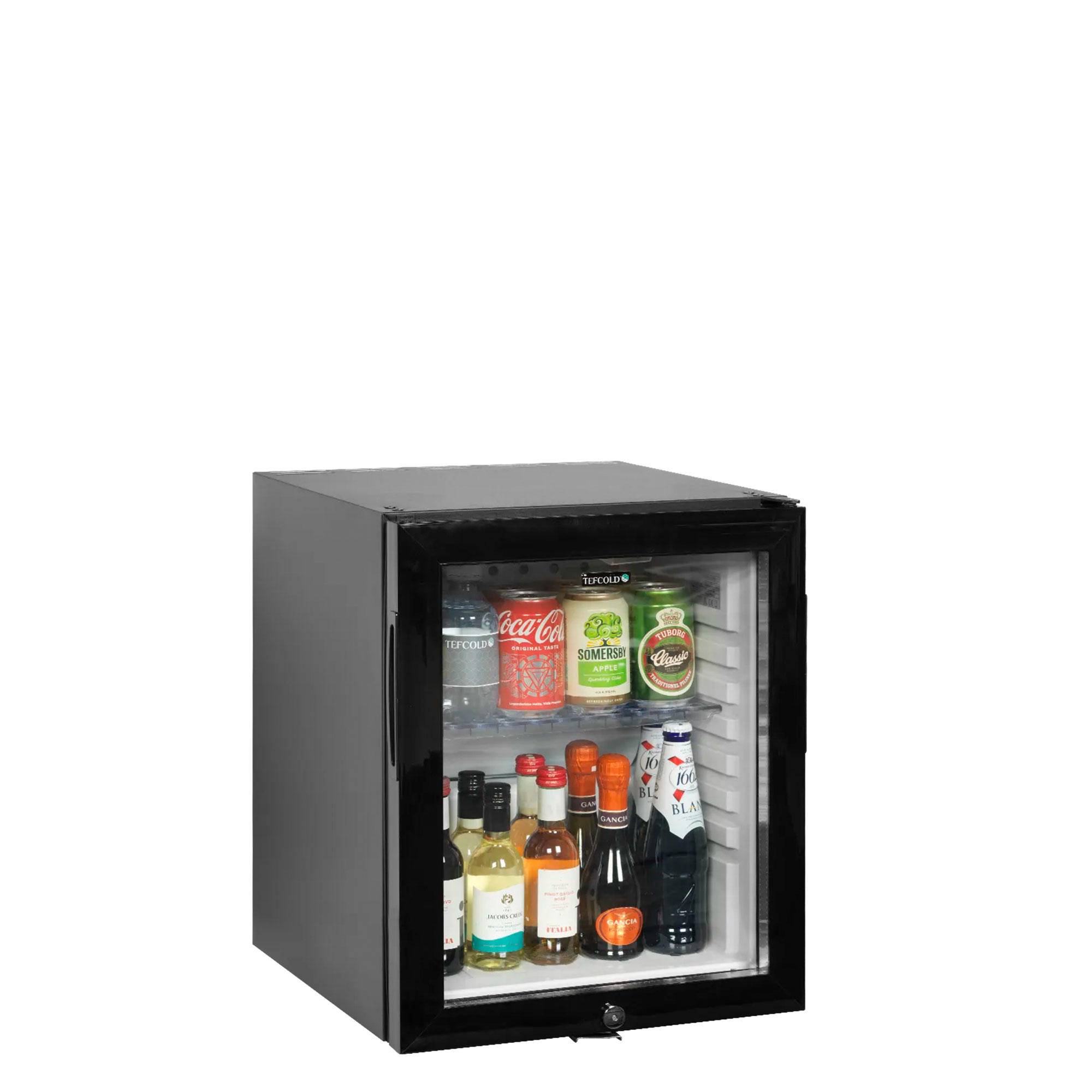 Minibar Tefcold TM35GC, sort m. glasdør.