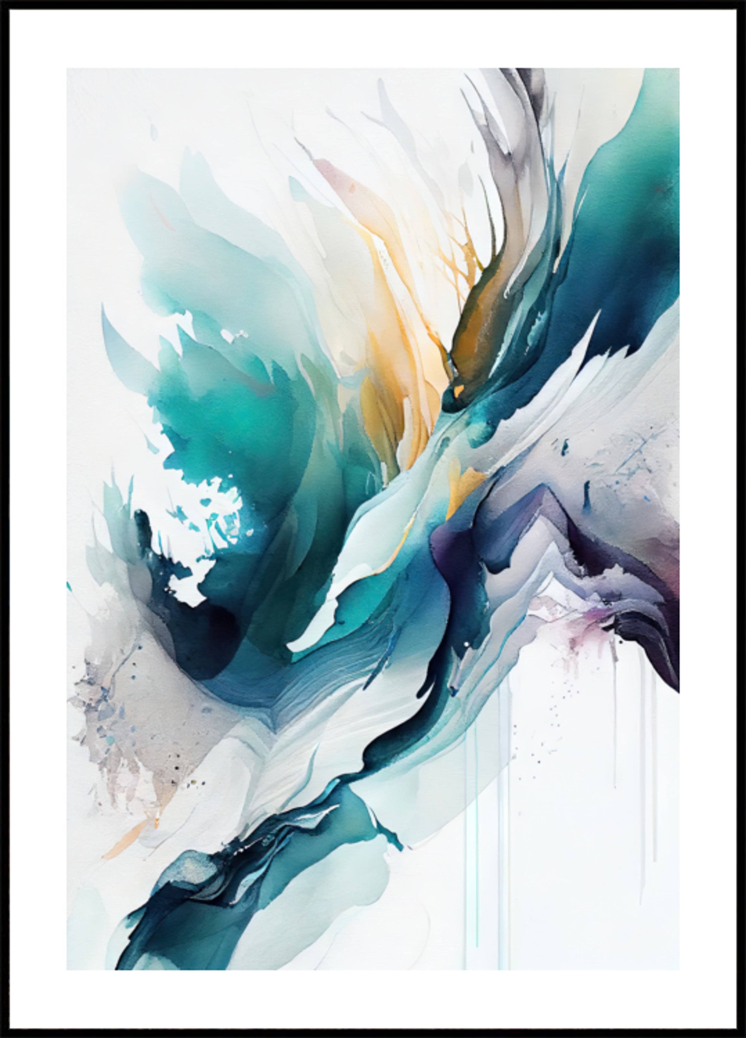 Fluid Teal Gold (50x70) - Plakater > Osorterade verk, BD