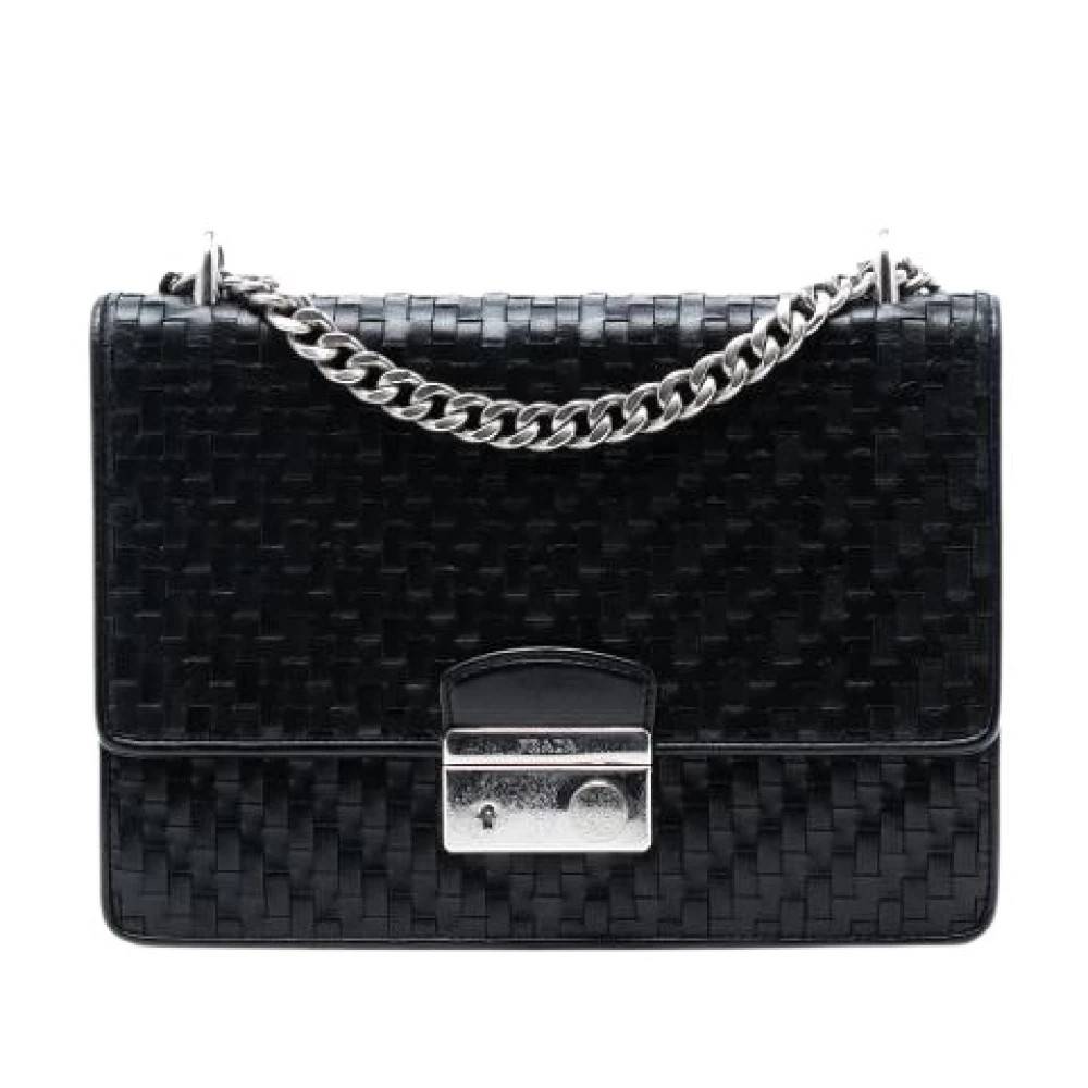 Prada Vintage Pre-owned Vævet Crossbody Taske - Vintage - Dame - Sort - ONE SIZE - Uld