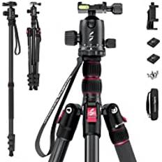 SMALLRIG 78" Kamerastativ, Camera Tripod, Aluminum Tripod & Monopod, CT-20 Tripod för Canon för Nikon för Sony DSLR Camera, för Phone, Nyttolast 15 kg - 3474C