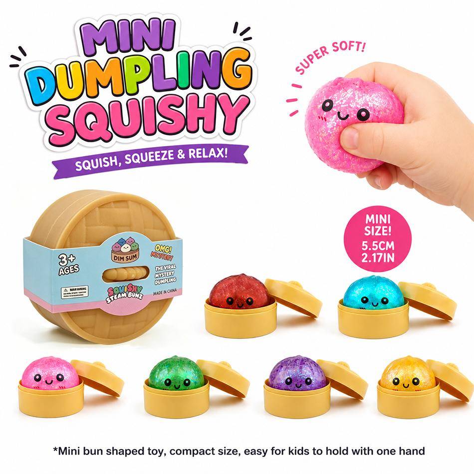 Mini Squishy Dumplings 6 st Med Ångkokare Klämleksaker Set Fidget Sensorisk Leksak För Vuxna Barn Stresslindrande Leksak Liten Gåva