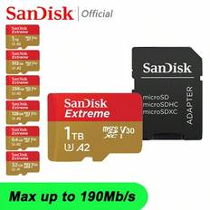 SanDisk Micro SD-kort Minneskort TF Flash-kort 1TB 512GB 256GB 128GB 64GB 32GB, U3 4K V30 A2 TF-kort Microsd-kort För Telefonkamera Monitor Drönarspel - Flerfärgad (32G,64G,128G,256G,512G,1T)