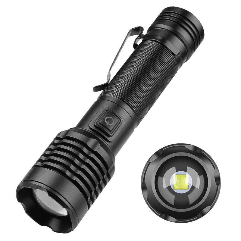 800LM XHP50 LED Kraftfull ficklampa Typ-C Laddningsbar Zoombar Ficklampa Driven av 18650/3*AAA-batteri Hög effekt LED fi