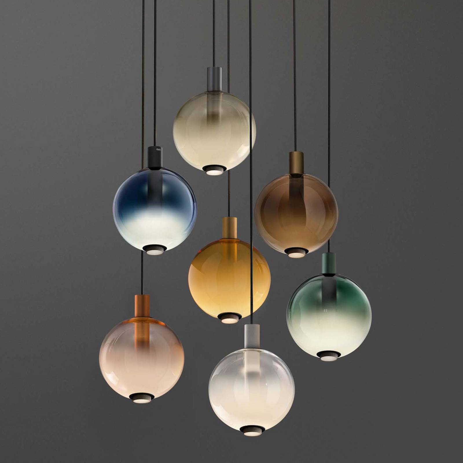 OLEV Glas pendellampa Beam Stick Nuance, dimbar, Brun / rost, Vardagsrum / matsal, Glas, Design, Pendellampa