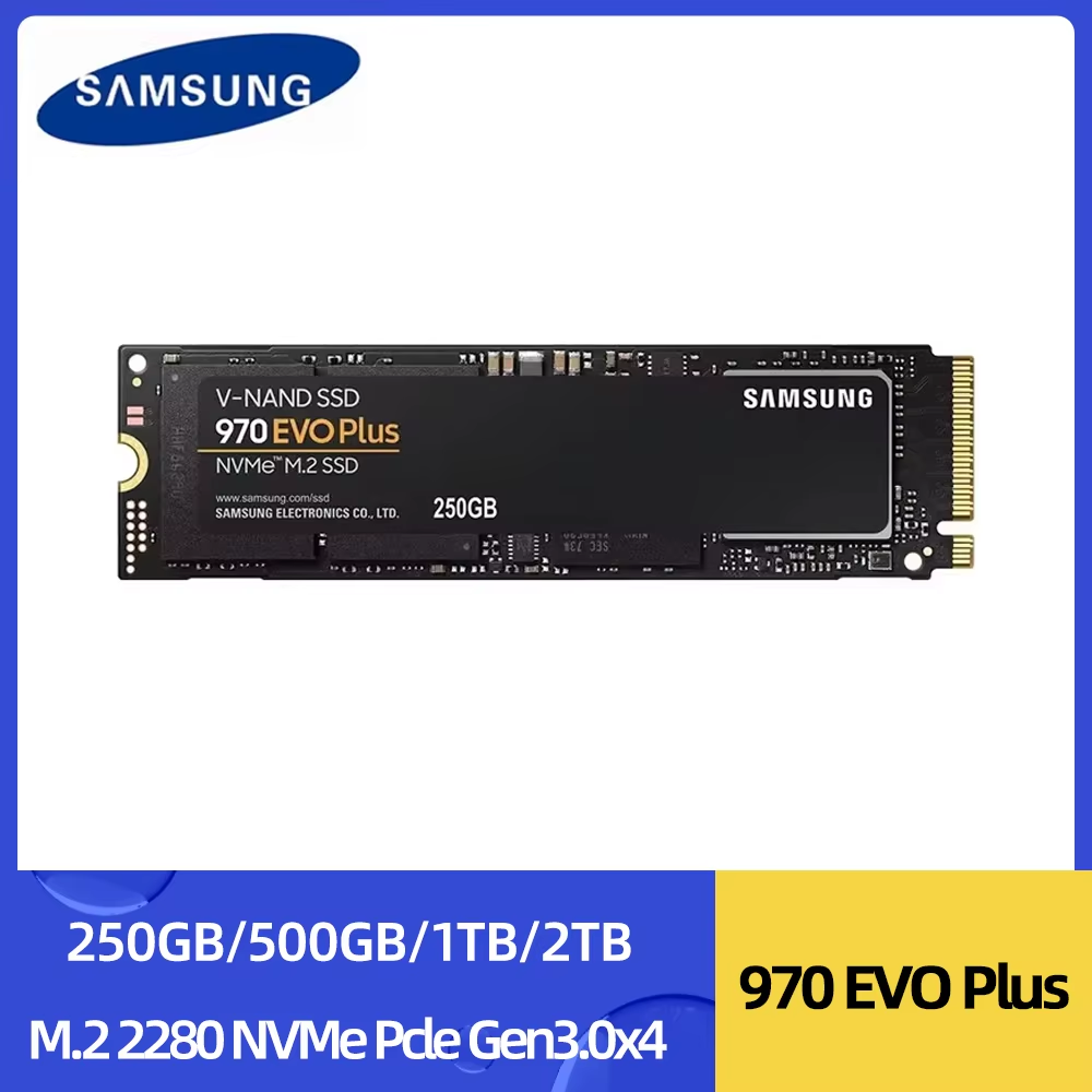 SAMSUNG 970 EVO Plus SSD 250GB 500GB 1TB 2TB MLC NVMe Hard Drive HDD Hard Disk M.2 2280 Internal Solid State Drive for Laptop PC