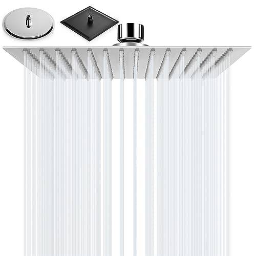 BalladHome Regnduschhuvud 20cm Fyrkantiga Regnduschhuvuden Regndusch Duschhuvud 304 Rostfritt Stål Regndusch Duschmunstycke Vattenfall Ultratunt Huvuddusch Med Anti-Kalkmunstycken (8 Tum, Silver)-F