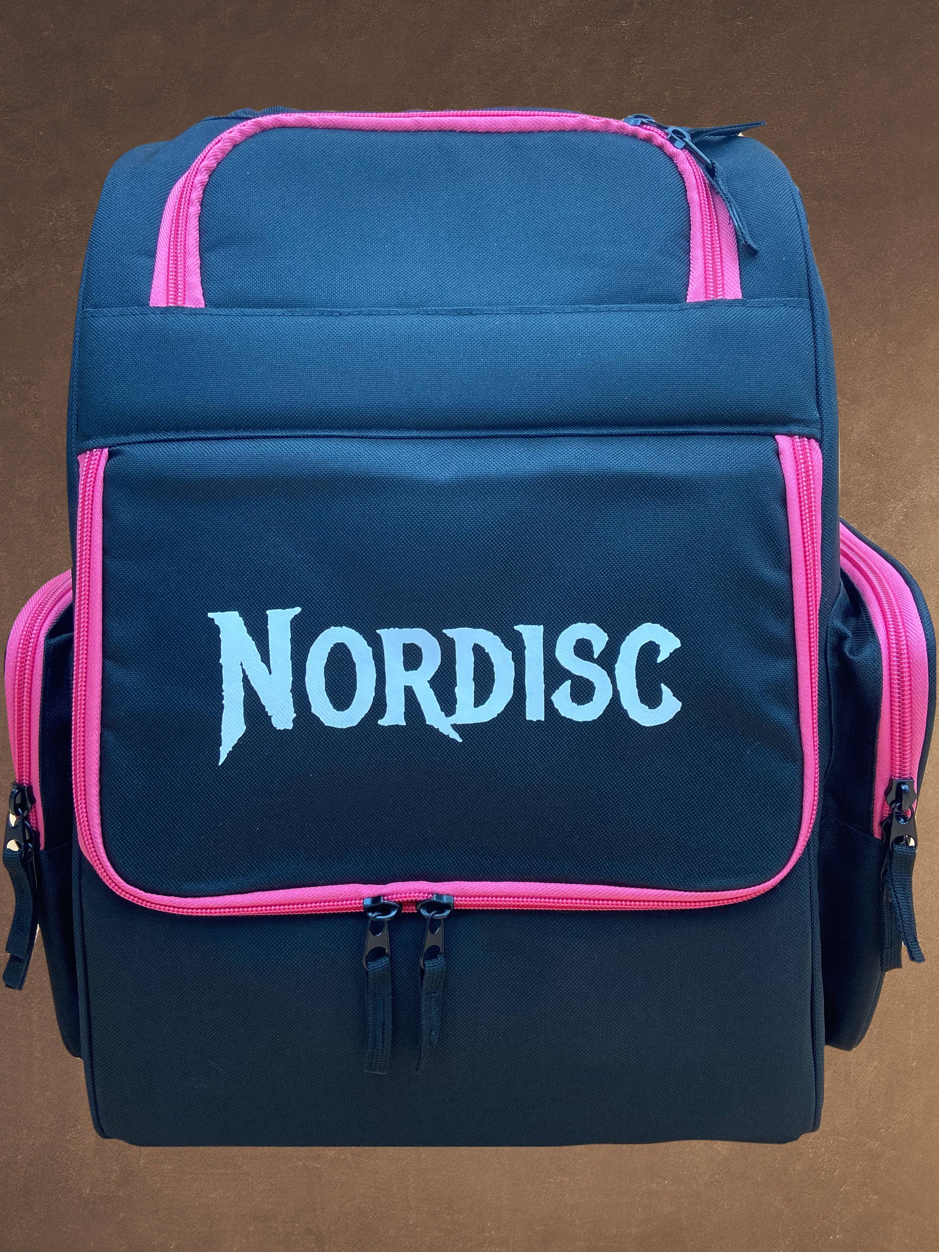 Discgolf taske (25 disc) - Sort/Pink m. hvidt tryk