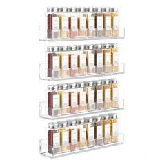 Kryddhylla i akryl, väggmonterad - 38,1 cm, hängande kryddhylla för skåp, skåp eller skafferidörrar, förvaringsställ i kök - Genomskinlig (6 pack,2 pack,4 pack)