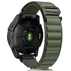 ZoRoll 22 mm QuickFit armband för Garmin Fenix 7 Pro/Fenix 7/Fenix 6 Pro/Fenix 6/Fenix 5 Plus/Fenix 5, nylon G-krok justerbart ersättningsarmband för Garmin Epix (Gen 2)/Garmin Epix – grön