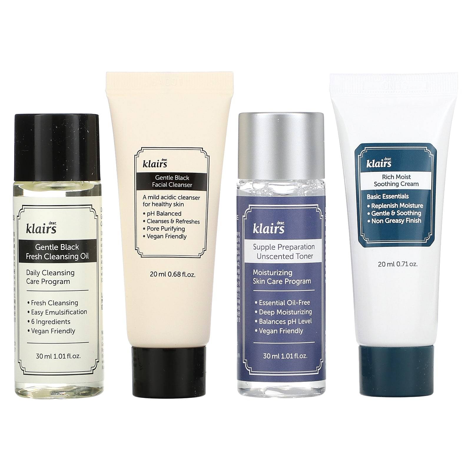 Dear, Klairs, Skincare Trial Kit, Set of 4