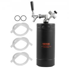 VEVOR Beer Growler Tap System, 128Oz 4L Mini Keg, 304 Rustfrit Stål Trykøl Growler, Keg Growler med Trykdisplay, CO2 Regulator Hane, Lækagesikker Ring Til Fatøl, Hjemmebryg, Håndbrygget Øl