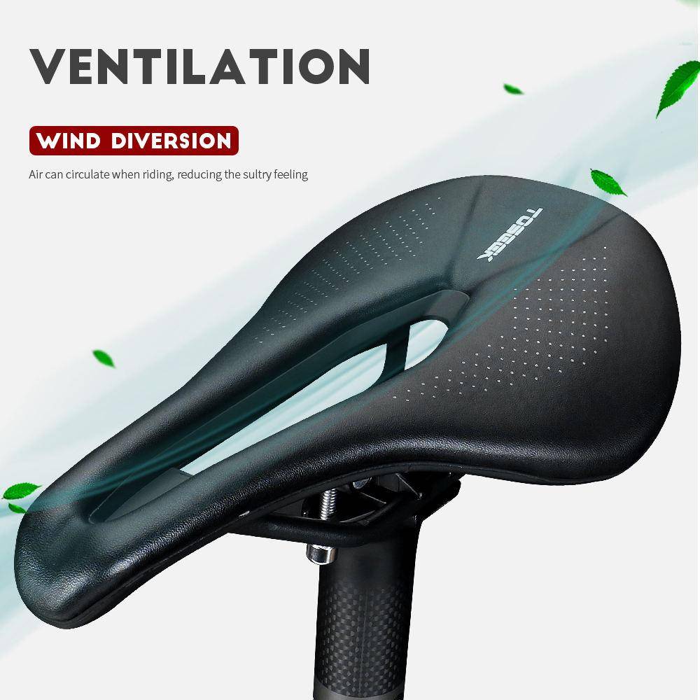 TOSEEK Cykelsadel Kol Lättvikt Läder Gel Ventilation Mountain Road Cykel Säte Sadel med Enkel Originaldesign för grön
