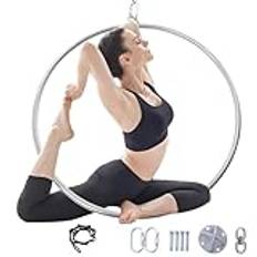 Aerial Yoga, Ring Sling, Aerial Hoop, 1-punkts fjädrande gymnastikringar, gymnastikringar, svart stålring for hem och dansband, yogaring, cirkusakrobatik också, fitnessring(90cm)