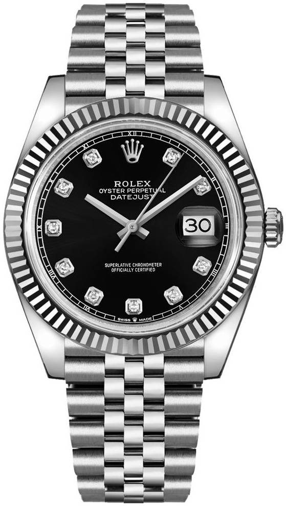 Rolex Herrklocka 126334-0012 Datejust 41 Svart/Stål Ø41 mm