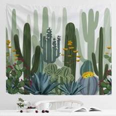 Kaktus vägg hängande gobeläng öken kaktusar natur växt blommig bohemisk konst psykedelisk hippie filt dekor för vardagsrum - 200 x 150cm