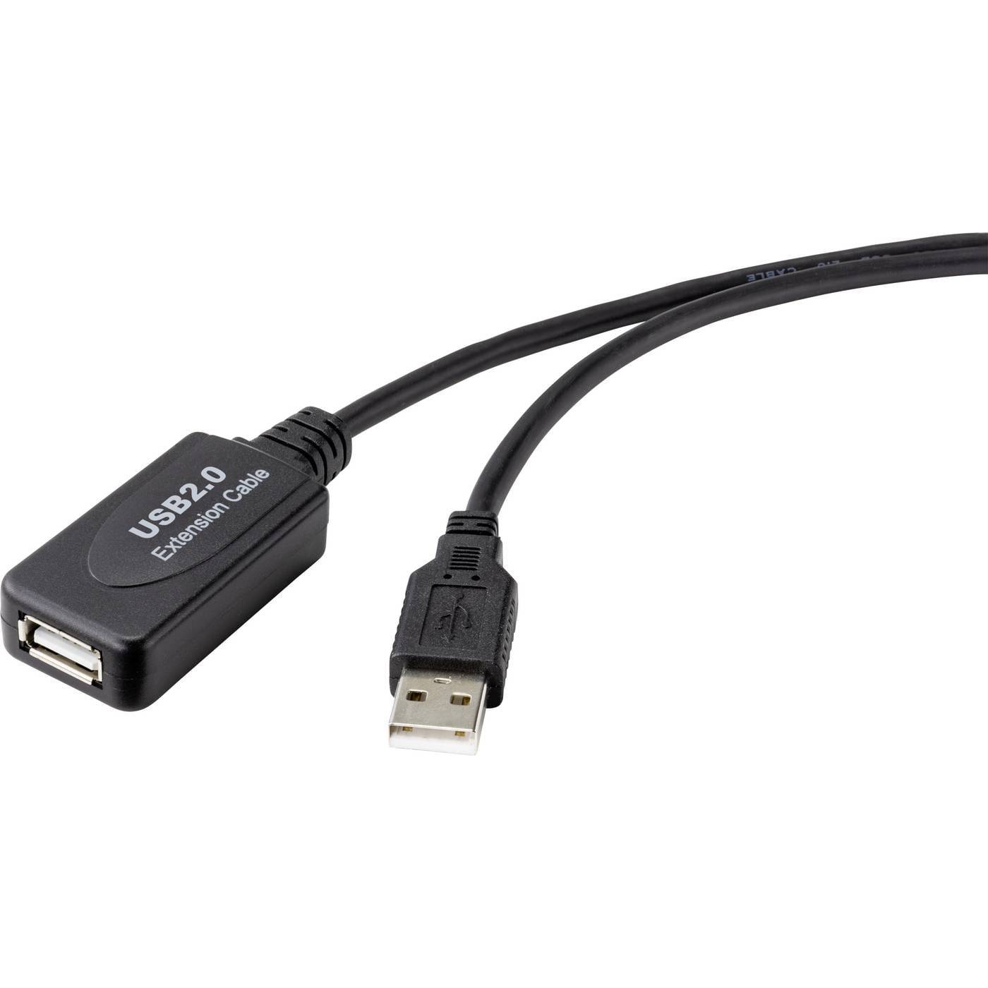 Renkforce USB-kabel USB 2.0 USB-A kontakt, USB-A uttag 5.00 m Svart Aktiv med signalförstärkning RF-4535052